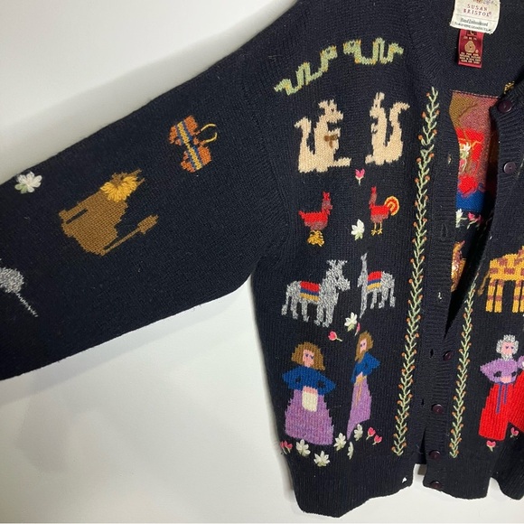 Vintage Susan Bristol 2 by 2 Noah’s Ark hand knit wool sweater womens size large - Picture 4 of 11